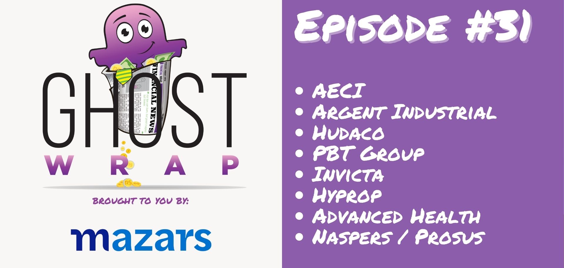 Ghost Wrap #31 (AECI | Argent Industrial | Hudaco | PBT Group | Invicta | Hyprop | Advanced Health | Naspers + Prosus)